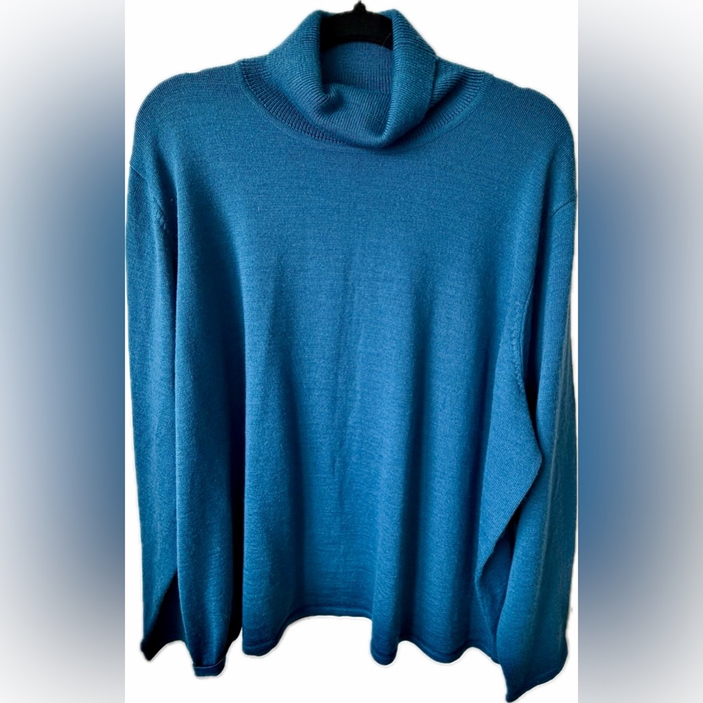 Dialogue Merino Wool Blend Turtleneck Sweater 3X Teal Oversized